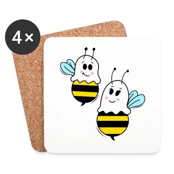 BOO-BEES - Coasters (set of 4) - white - Front