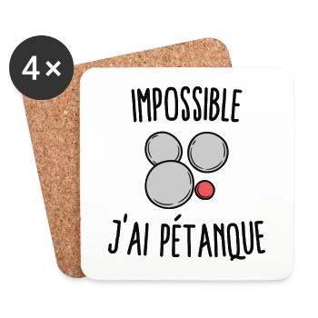 Impossible j'ai pétanque - Dessous de verre (lot de 4) - blanc - Devant
