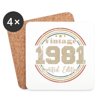 1981 Retro Vintage Geburtstag geboren in - 1981 - Untersetzer (4er-Set) - Weiß - Vorne