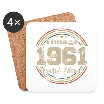 1961 Retro Vintage Geburtstag geboren in - 1961 - Untersetzer (4er-Set) - Weiß - Vorne