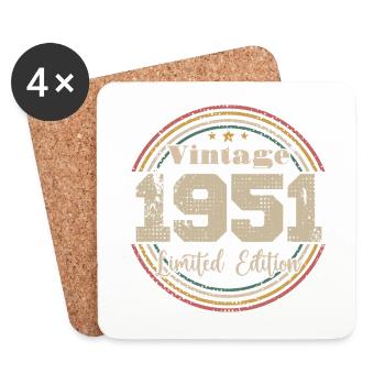 1951 Retro Vintage Birthday Born In - 1951 - Coasters (set of 4) - white - Front