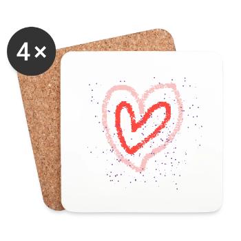 Coeur Fête des Mères - Dessous de verre (lot de 4) - blanc - Devant