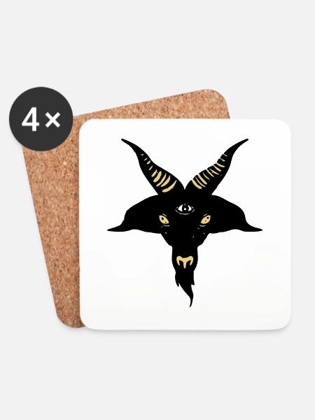 Baphomet Ziege - Untersetzer (4er-Set) - Weiß