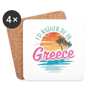I'd rather be in Greece - Coasters (set of 4) - white - Front