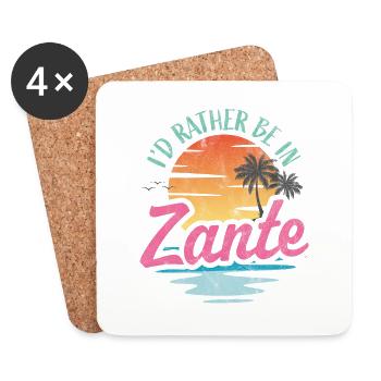 Je préférerais être à Zante - Dessous de verre (lot de 4) - blanc - Devant