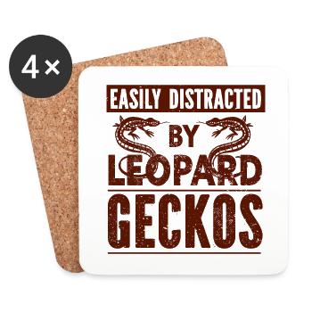 Gecko - Animal amphibien - Dessous de verre (lot de 4) - blanc - Devant