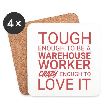 Warehouse Worker Crazy - Coasters (set of 4) - white - Front