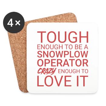 Snowplow Operator Crazy - Coasters (set of 4) - white - Front