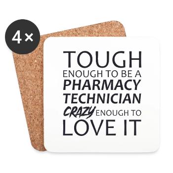 Technicien en pharmacie Crazy - Dessous de verre (lot de 4) - blanc - Devant