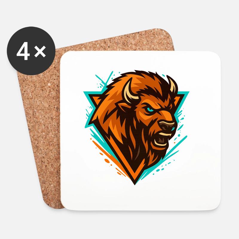 Bärensturm Logo Orange Turquoise - Untersetzer (4er-Set) - Weiß