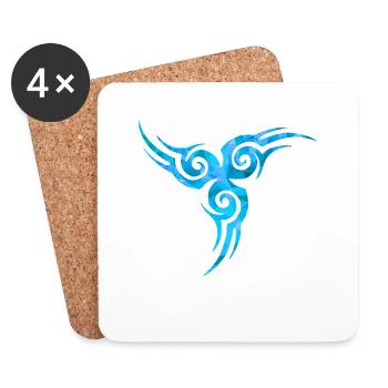 Tatouage celtique bleu - Dessous de verre (lot de 4) - blanc - Devant