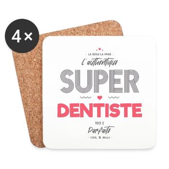 L authentique super dentiste géniale - Dessous de verre (lot de 4) - blanc - Devant