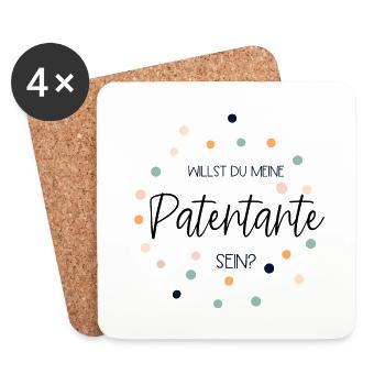 Willst du meine Patentante sein? Taufpatin - Untersetzer (4er-Set) - Weiß - Vorne