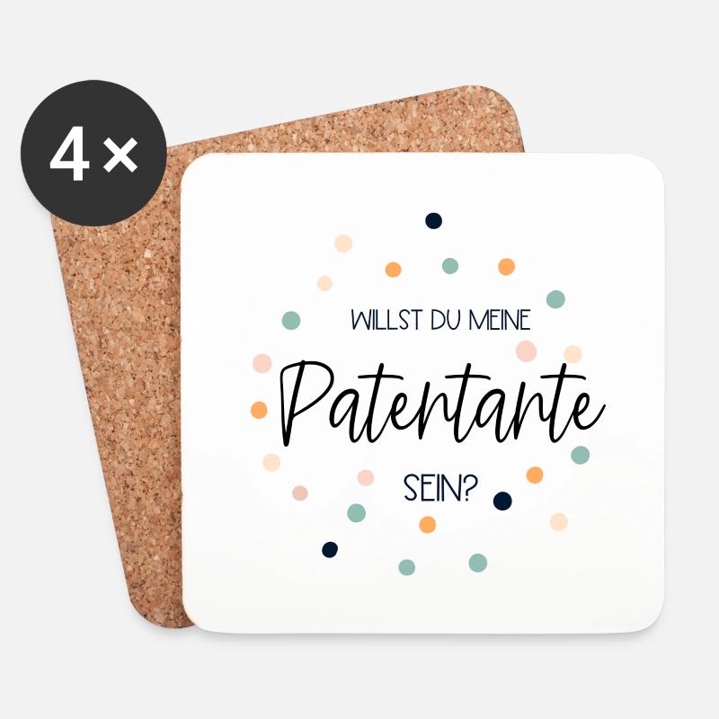 Willst du meine Patentante sein? Taufpatin - Untersetzer (4er-Set) - Weiß