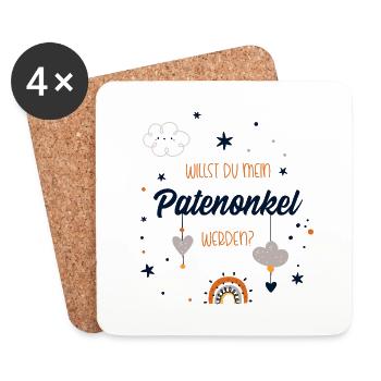 Patenonkel Fragen. Willst du mein Patenonkel sein? - Untersetzer (4er-Set) - Weiß - Vorne