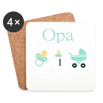 Opa Geburt Junge Vorlage personalisierbar - Untersetzer (4er-Set) - Weiß - Vorne