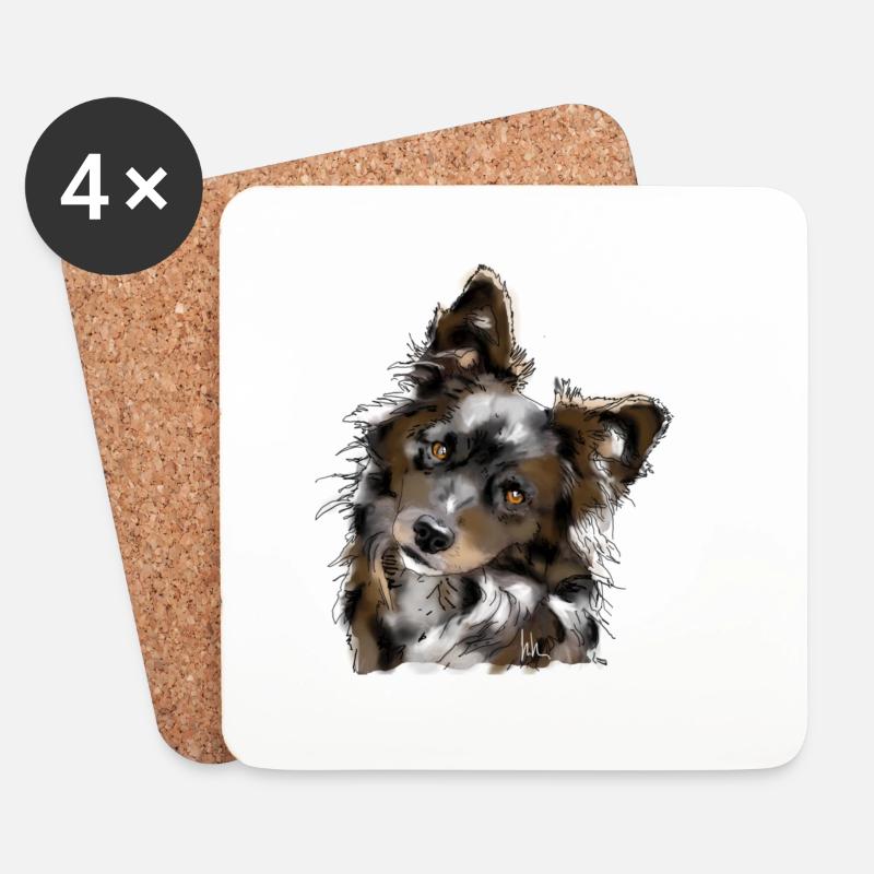 Australian Shepherd - Coasters (set of 4) - white