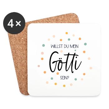 Willst du mein Götti sein? - Untersetzer (4er-Set) - Weiß - Vorne