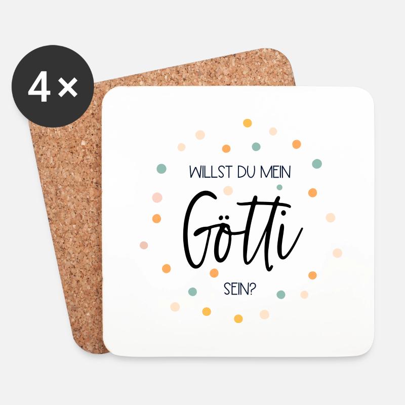 Willst du mein Götti sein? - Untersetzer (4er-Set) - Weiß