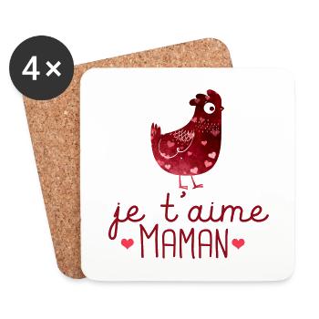 je t aime maman fête des mères cadeau maman - Dessous de verre (lot de 4) - blanc - Devant