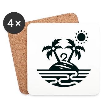 Île avec 2 palmiers - Dessous de verre (lot de 4) - blanc - Devant