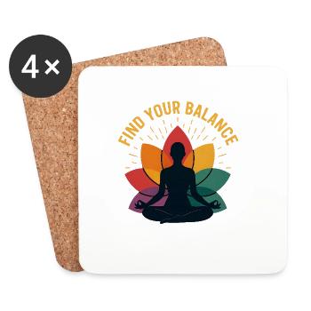 Yoga Lotus Flow Meditation Design - Untersetzer (4er-Set) - Weiß - Vorne