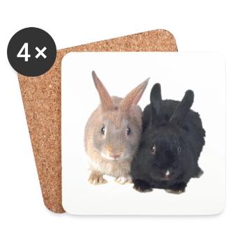 Easter Black Brown Rabbits - Coasters (set of 4) - white - Front