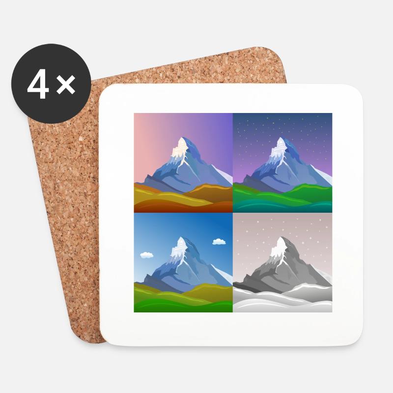 bunte Berge, Matterhorn, Schweiz, Alpen, alps - Untersetzer (4er-Set) - Weiß