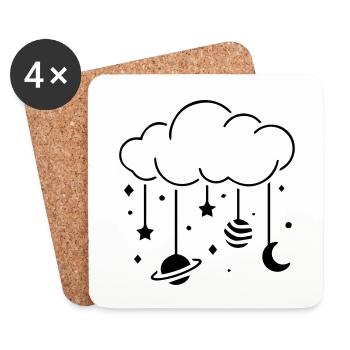 Nuages la nuit mobile - Dessous de verre (lot de 4) - blanc - Devant