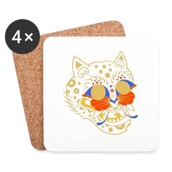 K-Tiger, The Butterfly Dream (Blue,Red) - Dessous de verre (lot de 4) - blanc - Devant
