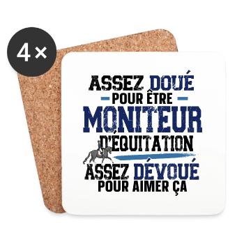 Equitation Cheval Cavalier Sport équestre Humour - Dessous de verre (lot de 4) - blanc - Devant