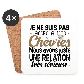 Chèvre Berger Chèvres T-shirt Cadeau Humour - Dessous de verre (lot de 4) - blanc - Devant
