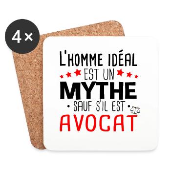 Avocat Homme Humour Cadeau Métier Mythe Tribunal - Dessous de verre (lot de 4) - blanc - Devant