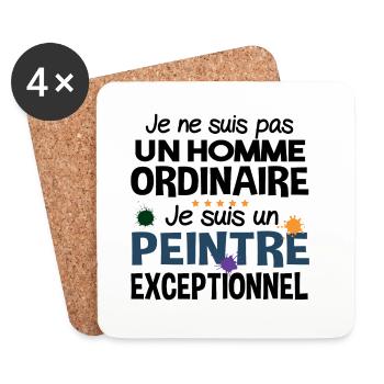 Peintre Peinture Artiste Humour Métier Cadeau - Dessous de verre (lot de 4) - blanc - Devant