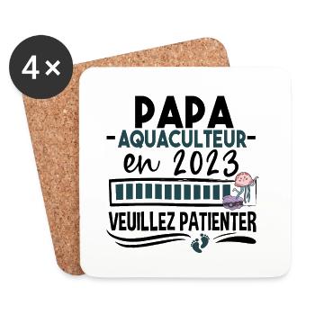 2023 Aquaculteur Papa Père Aquaculture Cadeau - Dessous de verre (lot de 4) - blanc - Devant