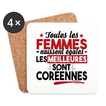 Coréenne Corée Asie Séoul Femme Cadeau T-shirt - Dessous de verre (lot de 4) - blanc - Devant