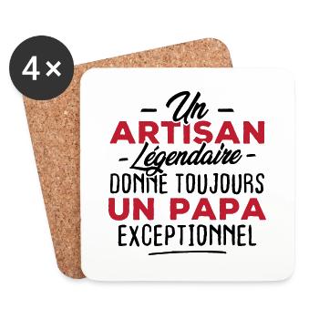 Un artisan légendaire donne un papa exceptionnel - Dessous de verre (lot de 4) - blanc - Devant