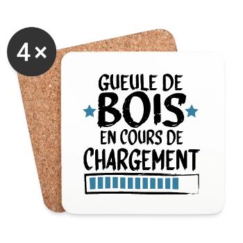 Gueule Bois Alcool Bière Whisky Cadeau - Dessous de verre (lot de 4) - blanc - Devant