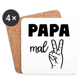 Papa mal Zwei Dad of 2 - Untersetzer (4er-Set) - Weiß - Vorne