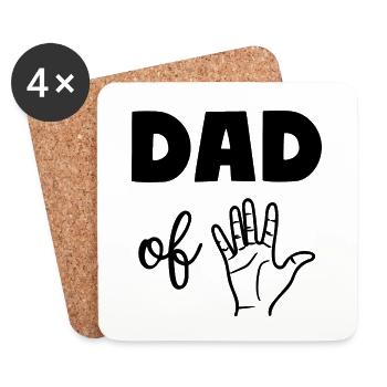 Dad of Five 5 Dad - Untersetzer (4er-Set) - Weiß - Vorne