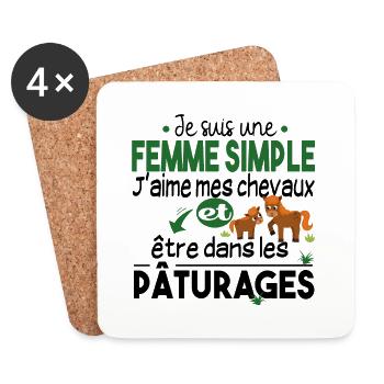 Cheval Poney Equestre Chevaux Cadeau Paturage - Dessous de verre (lot de 4) - blanc - Devant
