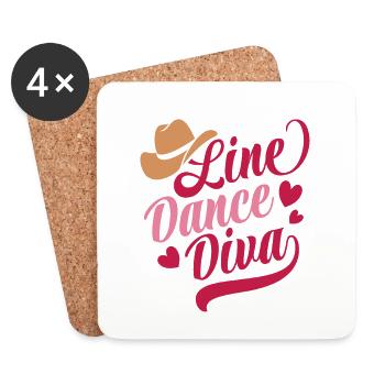 Linedance Diva Country Fan - Sticker - Coasters (set of 4) - white - Front