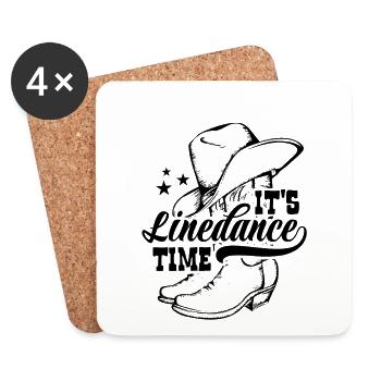 It's Linedance time - Country Fan - Geschenk - Untersetzer (4er-Set) - Weiß - Vorne
