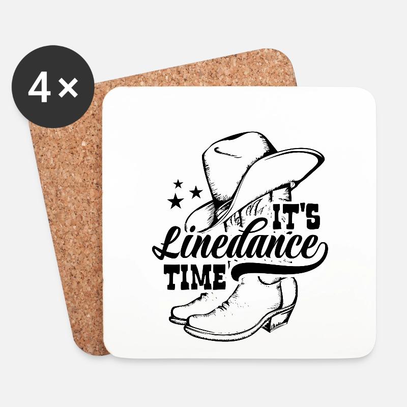 It's Linedance time - Country Fan - Geschenk - Untersetzer (4er-Set) - Weiß