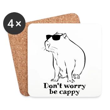 Don't worry be cappy - Capybara sketch - Untersetzer (4er-Set) - Weiß - Vorne