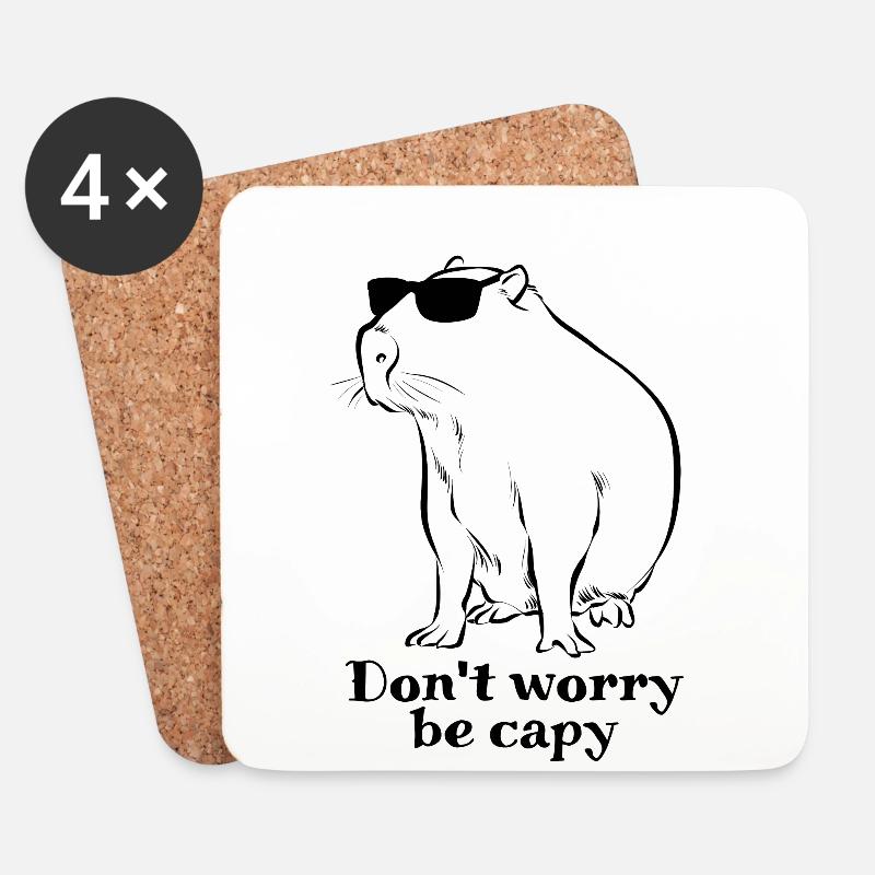 Don't worry be capy - Capybara drawing - sketch - Untersetzer (4er-Set) - Weiß