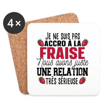 Fraise Fruit Relation Cadeau Humour Rouge - Dessous de verre (lot de 4) - blanc - Devant