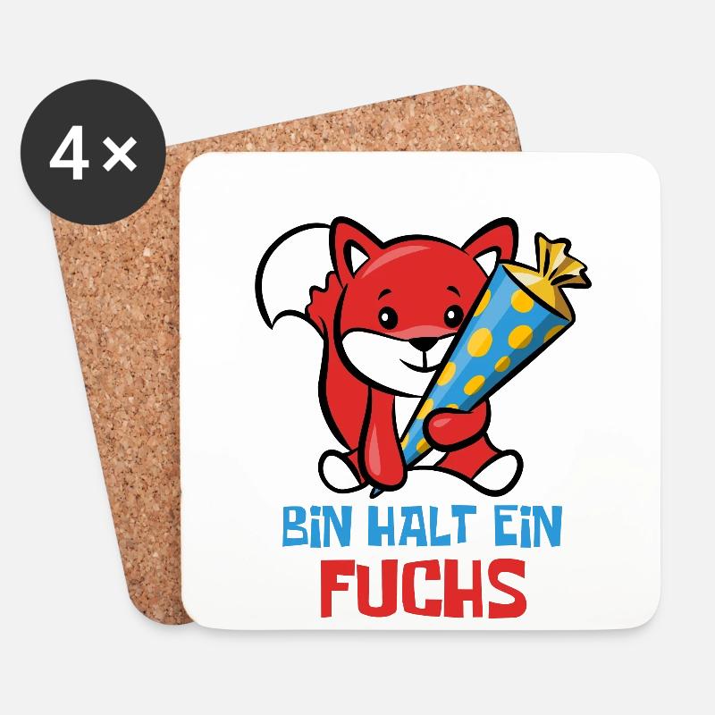 Schlauer Fuchs Schulanfang - Bin halt ein Fuchs - Untersetzer (4er-Set) - Weiß