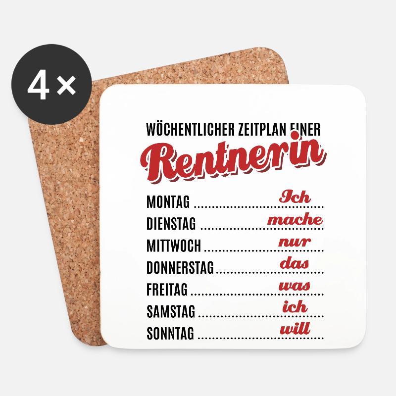 Wöchentlicher Zeitplan einer Rentnerin - Rente - Untersetzer (4er-Set) - Weiß