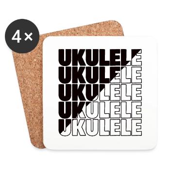 Diagonale de typographie du ukulélé - Dessous de verre (lot de 4) - blanc - Devant